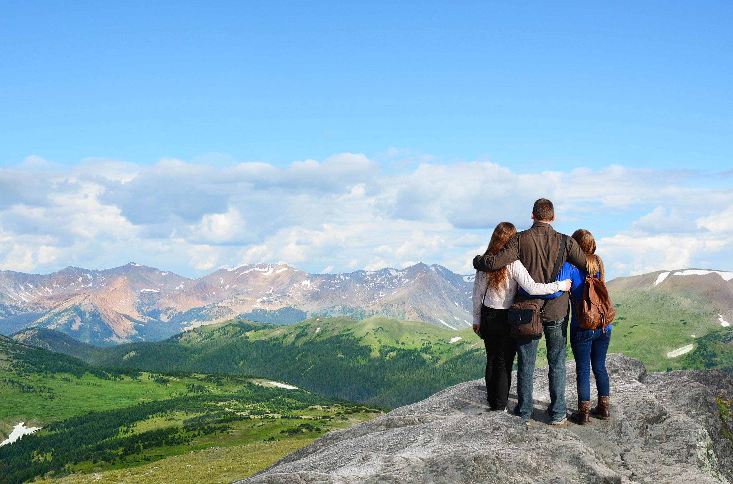 Family on hiking trip in Rocky Mountains National Park, Colorado